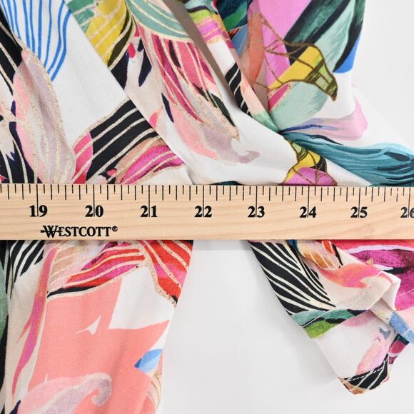 LA BLANCA Dress Size L Paradise Floral ALine Mini White Multi Off Shoulder - Picture 6 of 13